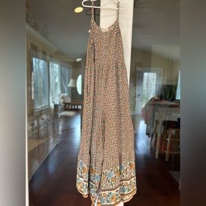 NATURAL LIFE Floral Print Maxi Wide Leg Romper